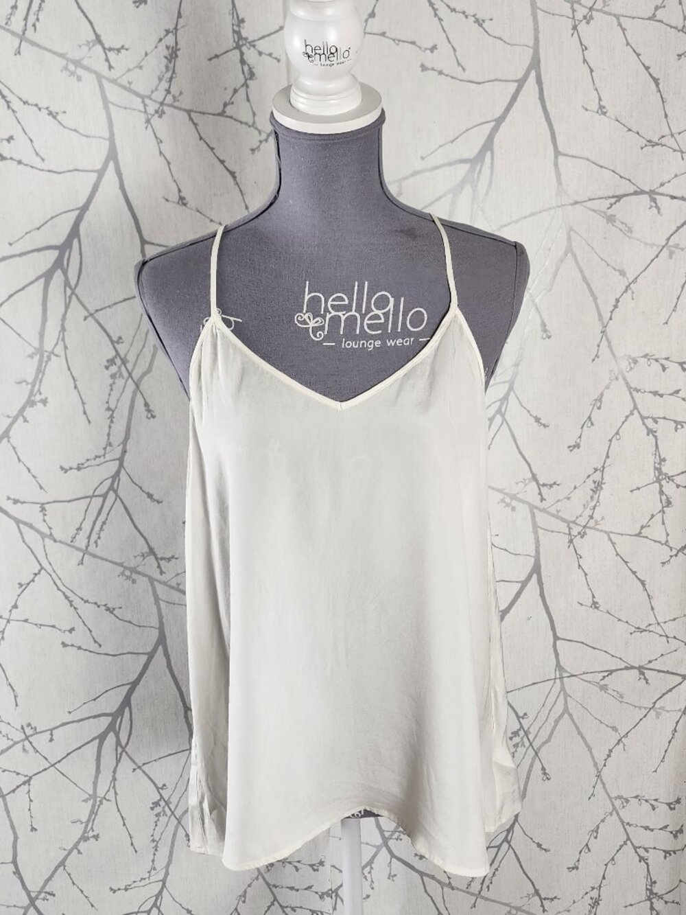 Guess by Marciano White Ivory 96% Silk Stretch Strappy Cami